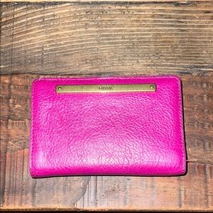 Fossil Fuchsia Leather Wallet with Gold Detail